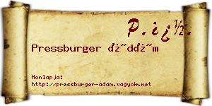 Pressburger Ádám névjegykártya
